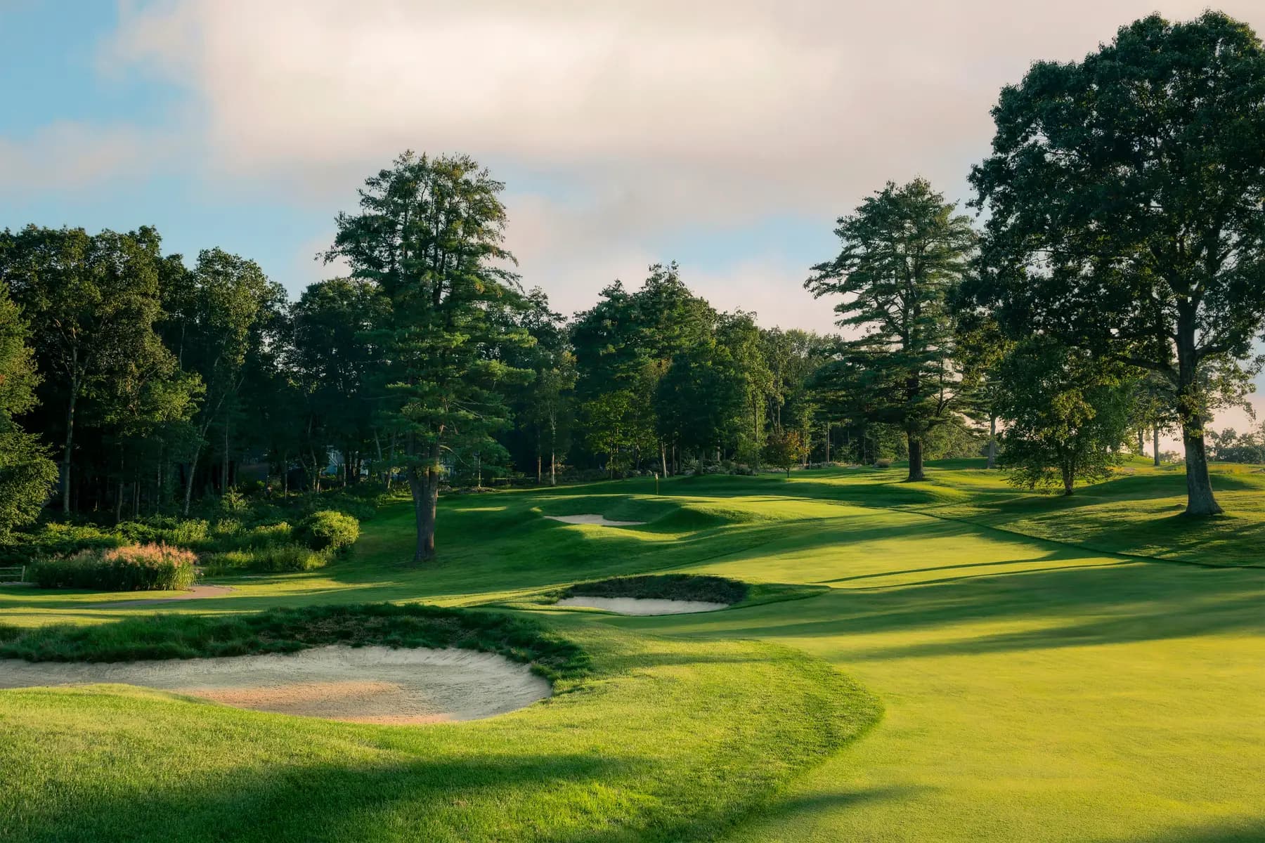 Private club fairway at golden hour